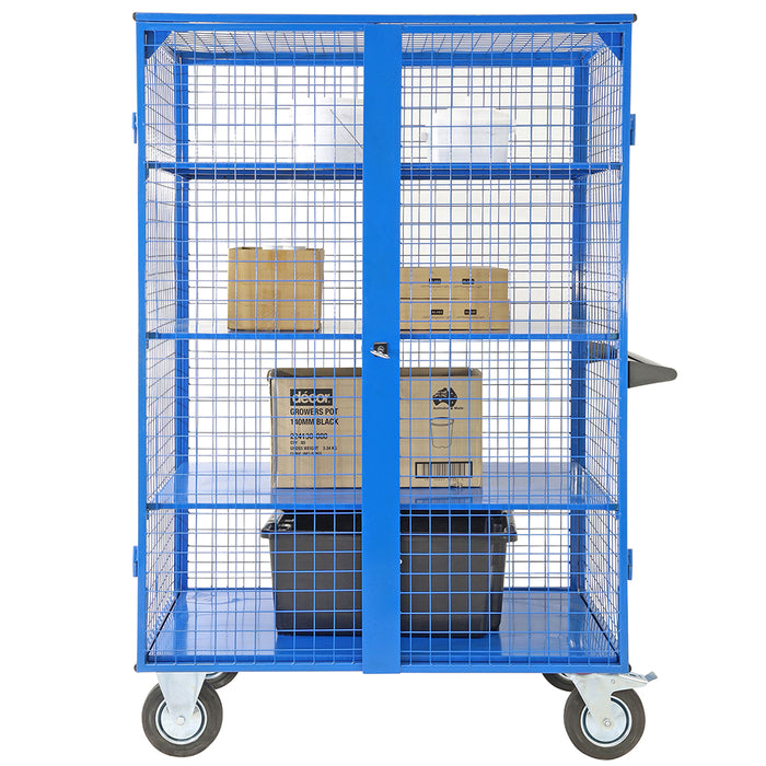 Mesh Cage Trolley (With Steel Shelves) with product inside