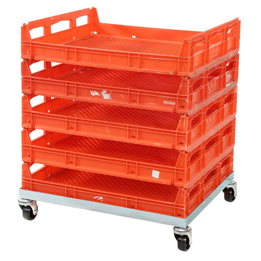 Single Bread Crate Dolly pictured with crates